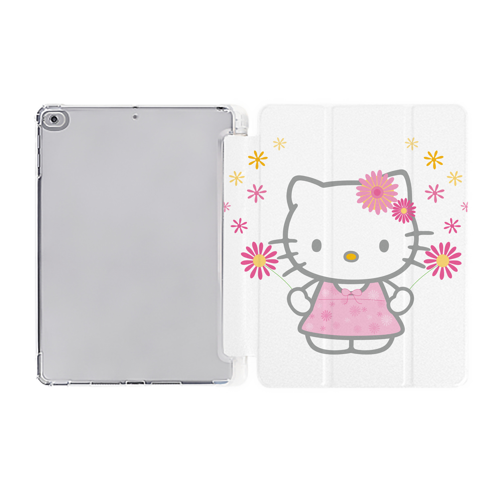 （画像用） Hello Kitty ハローキティ IPad ケース ペン収納付き 三つ折りスタンド PUレザー×シリコン 対応機種9.5/10.5/10.9インチ